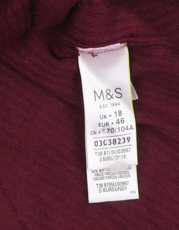 Womens UK Size 18 Marks and Spencer Red Pullover Jumper