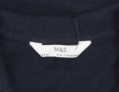 Boys UK Size 8-9 Years Marks and Spencer Blue Cardigan Jumper