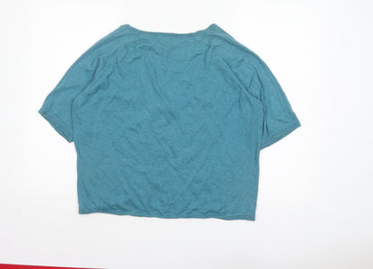 Fat Face Women’s Blue Cotton Short Sleeve Cardigan Size 18