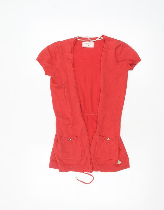 Womens UK Size S Lemon Red Cardigan Jumper