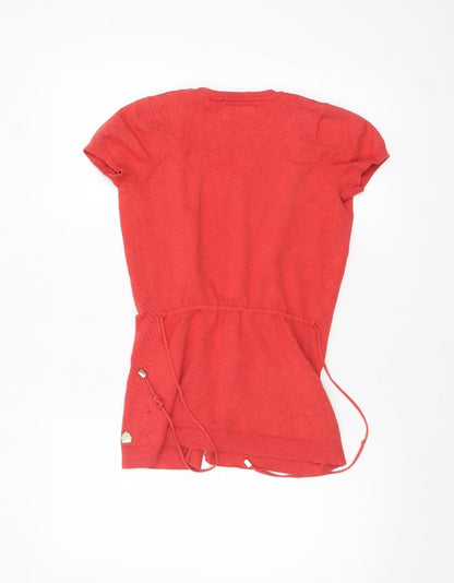 Womens UK Size S Lemon Red Cardigan Jumper