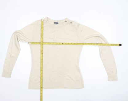 Beloved Women Beige Acrylic Button Detail Long Sleeve Jumper M