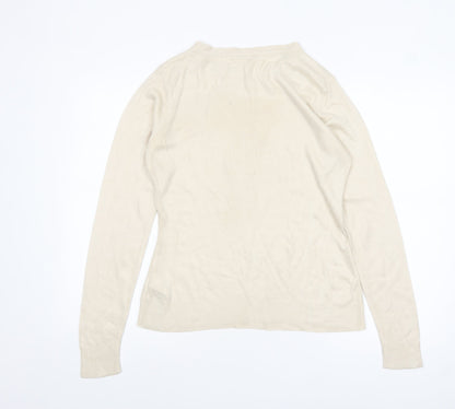 Beloved Women Beige Acrylic Button Detail Long Sleeve Jumper M