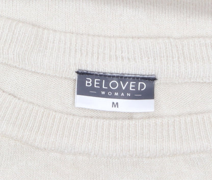 Beloved Women Beige Acrylic Button Detail Long Sleeve Jumper M