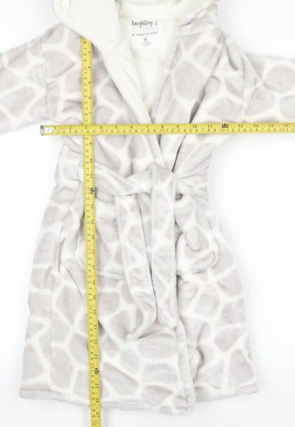Knightley’s Adventures Girls Grey Hooded Giraffe Print Fleece Robe 7-8 Years