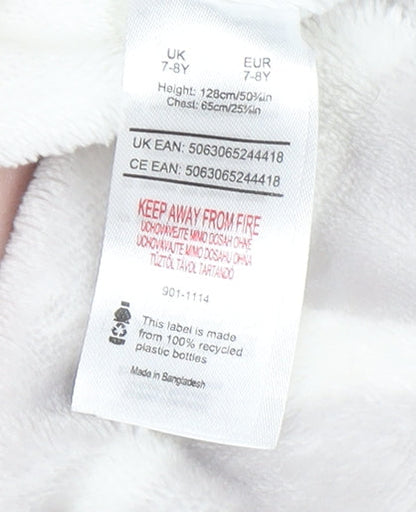 Knightley’s Adventures Girls Grey Hooded Giraffe Print Fleece Robe 7-8 Years