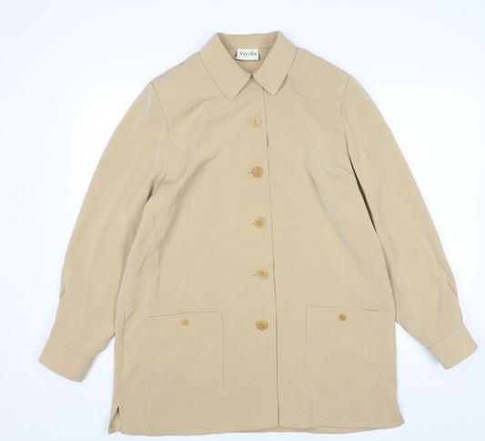 Womens UK Size 14 Viyella Beige Classic Button-Up