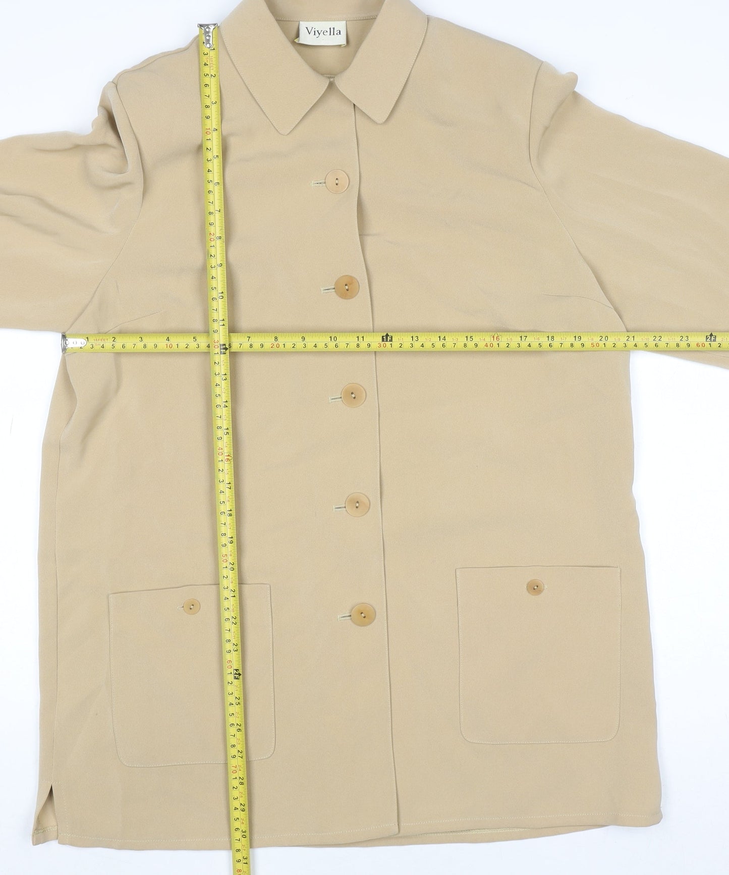 Womens UK Size 14 Viyella Beige Classic Button-Up