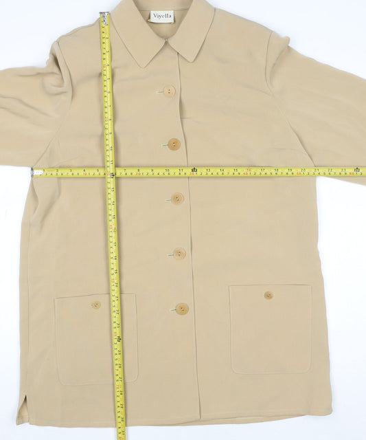 Womens UK Size 14 Viyella Beige Classic Button-Up