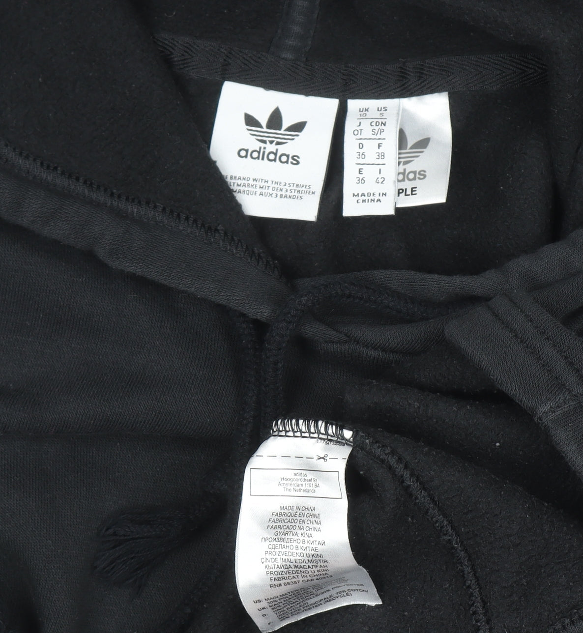 Womens UK Size 10 adidas Black Pullover Hoodie