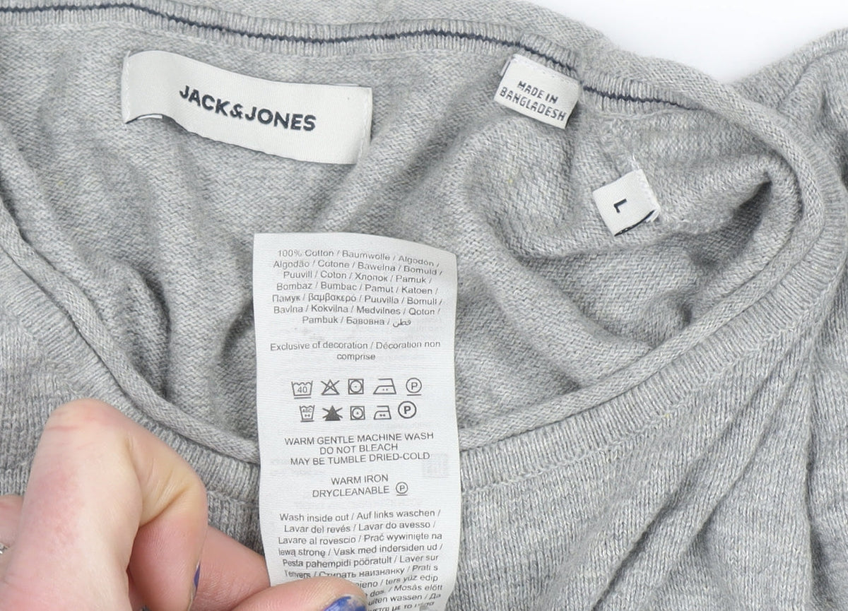 Mens UK Size L JACK & JONES Grey Pullover Jumper