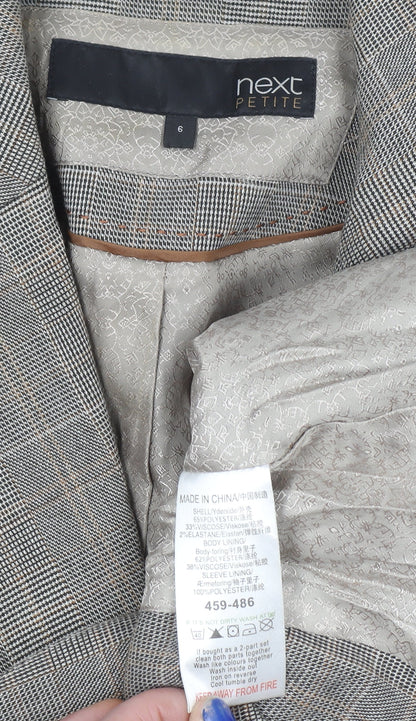Next Petite Grey Check Two-Button Blazer Size 6 Women’s Tailored Jacket