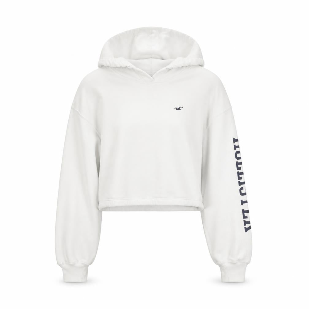 Womens UK Size S Hollister White Pullover Hoodie