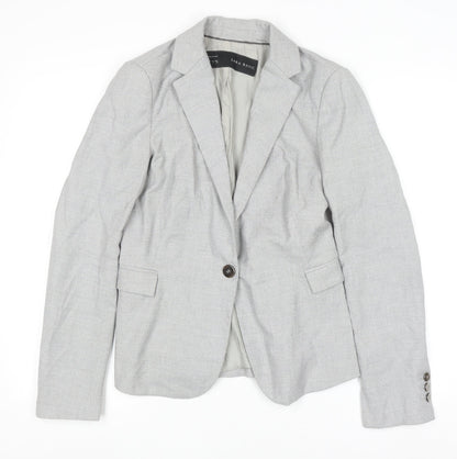 Zara Basic Women's Grey Blazer Size S Single Breasted Classic Workwear