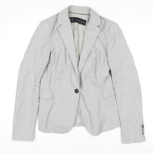 Zara Basic Women's Grey Blazer Size S Single Breasted Classic Workwear