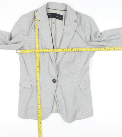 Zara Basic Women's Grey Blazer Size S Single Breasted Classic Workwear