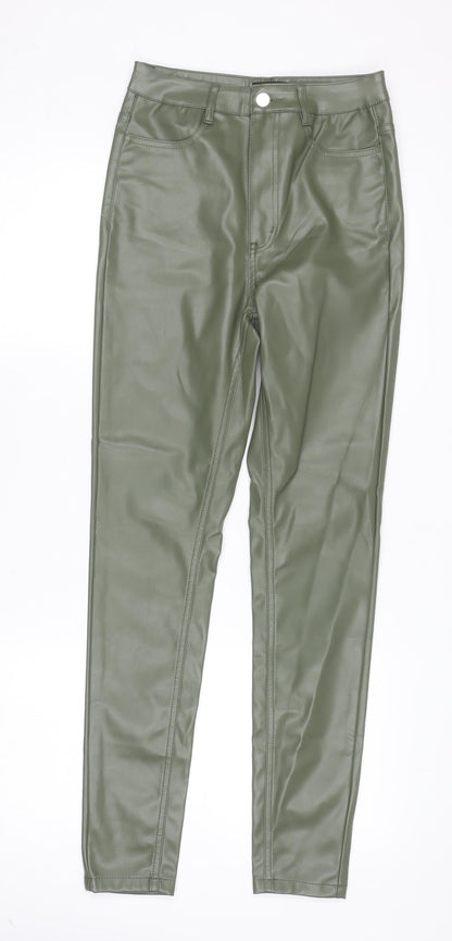 Womens UK Size 8 Missguided Slim Fit Leggings Green Trousers