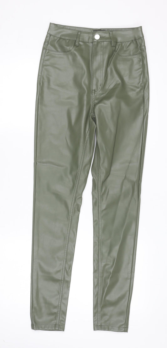 Womens UK Size 8 Missguided Slim Fit Leggings Green Trousers