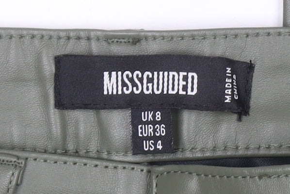 Womens UK Size 8 Missguided Slim Fit Leggings Green Trousers