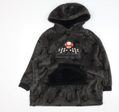 Primark Boys Grey Mario Kart Fleece Hooded Nightwear 10-12 Years