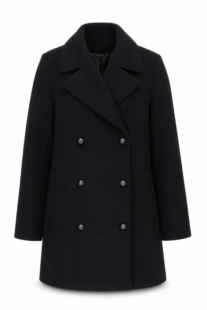 Womens UK Size 8 H&M Black Pea Coat