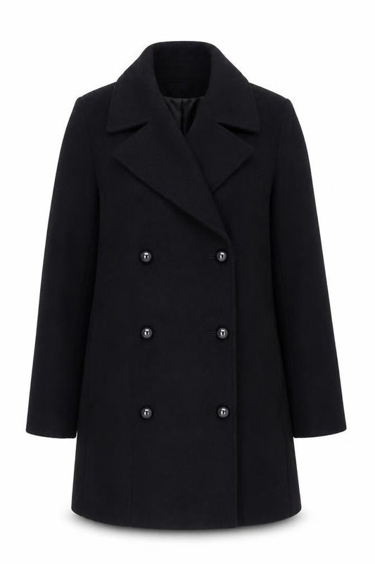 Womens UK Size 8 H&M Black Pea Coat