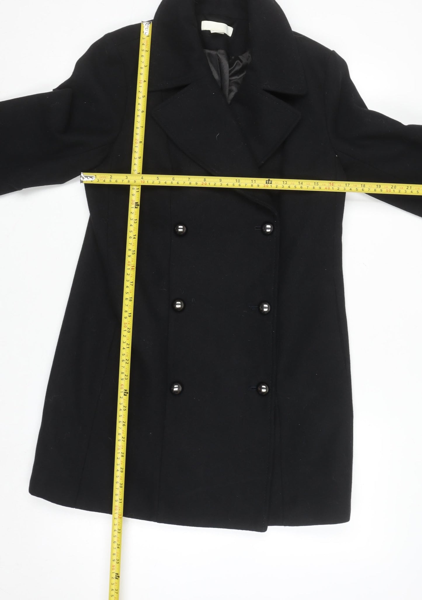 Womens UK Size 8 H&M Black Pea Coat