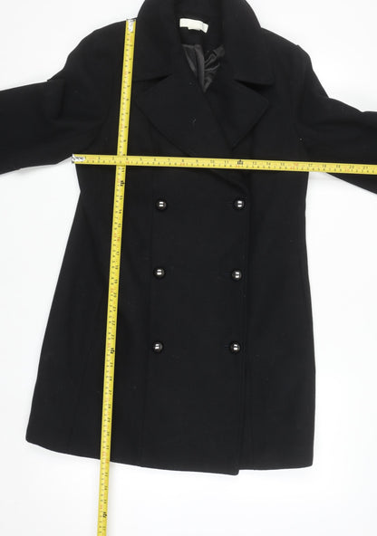 Womens UK Size 8 H&M Black Pea Coat