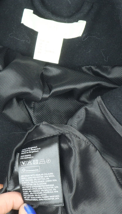Womens UK Size 8 H&M Black Pea Coat