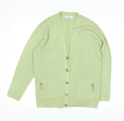 Womens UK Size 12/14 Damart Green Cardigan Jumper