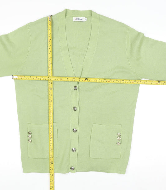 Womens UK Size 12/14 Damart Green Cardigan Jumper