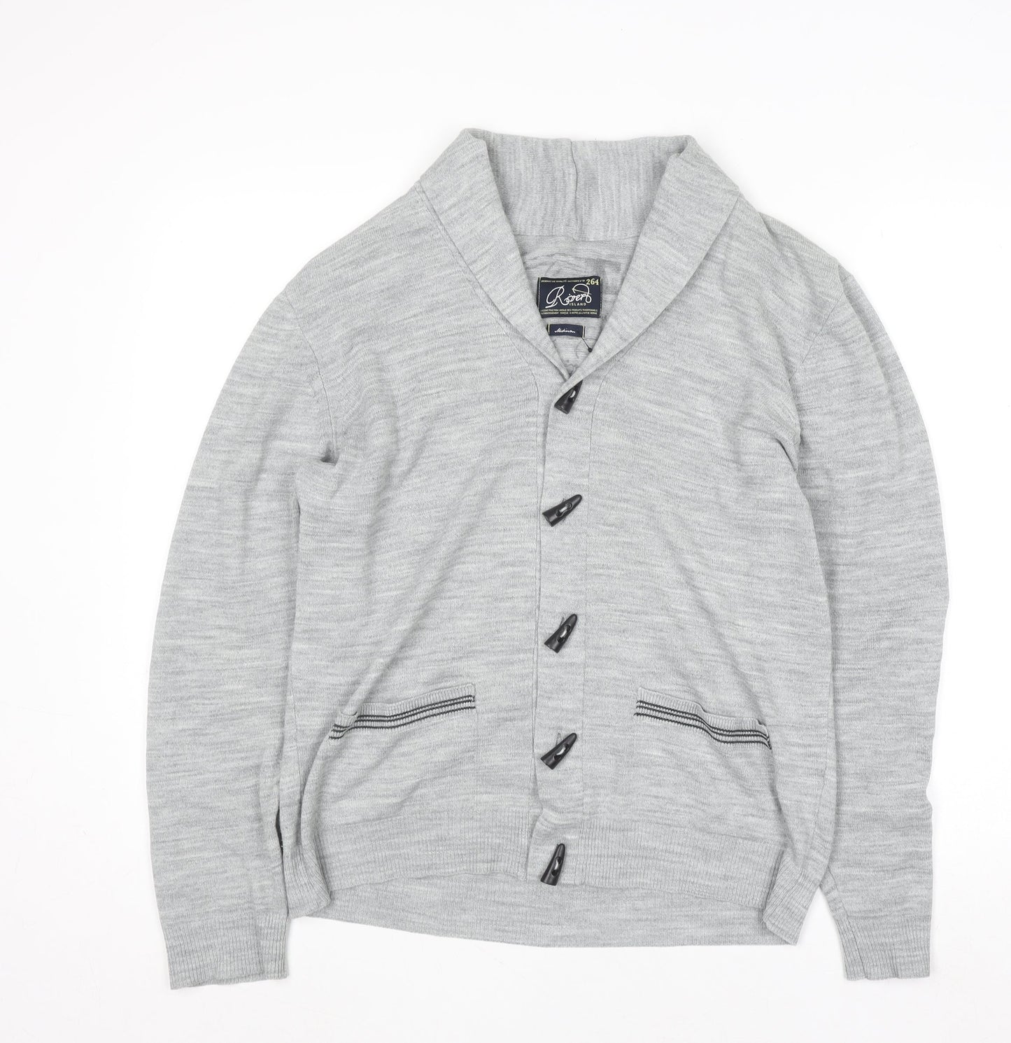 Mens UK Size M Roberto Island Grey Cardigan Jumper