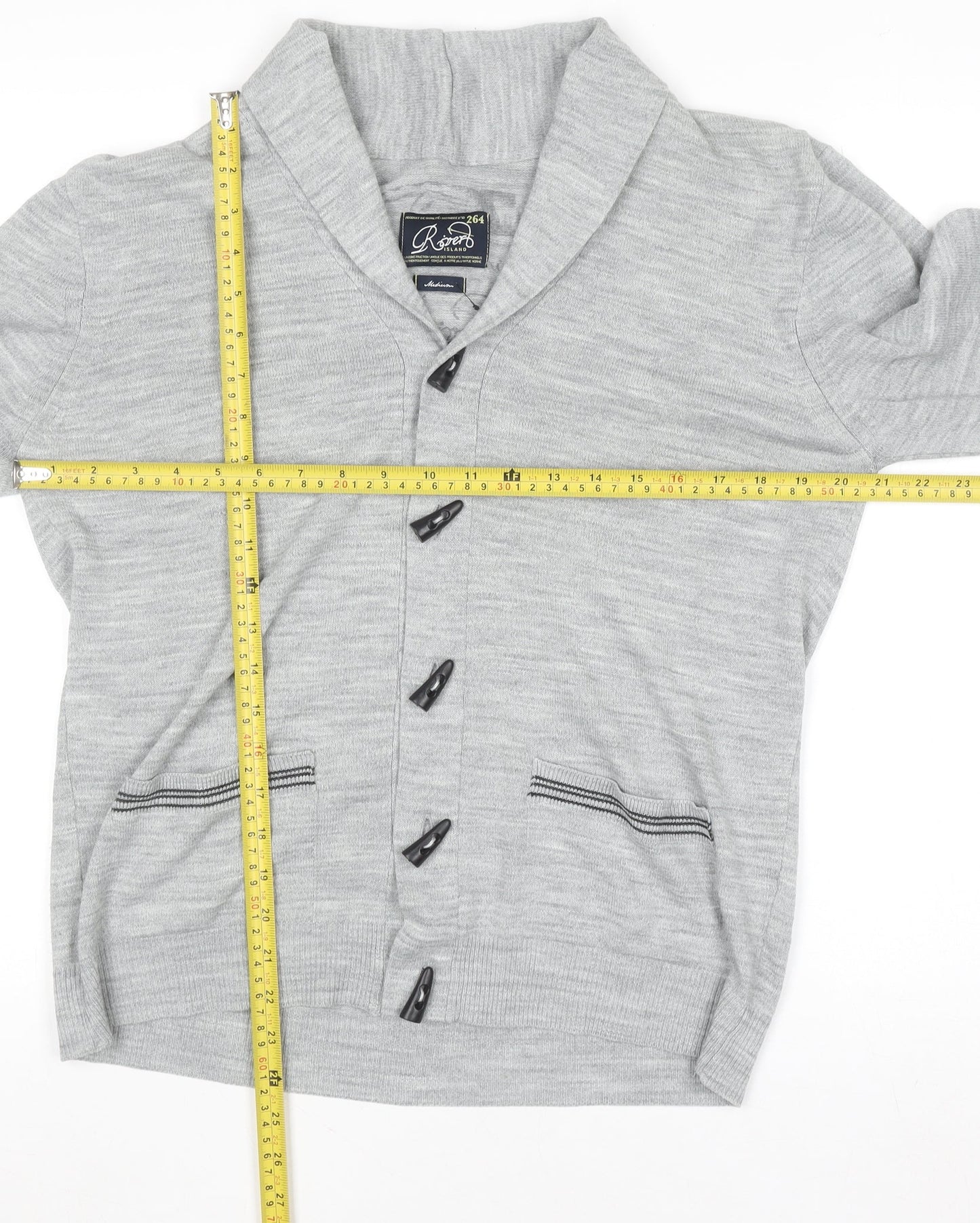 Mens UK Size M Roberto Island Grey Cardigan Jumper