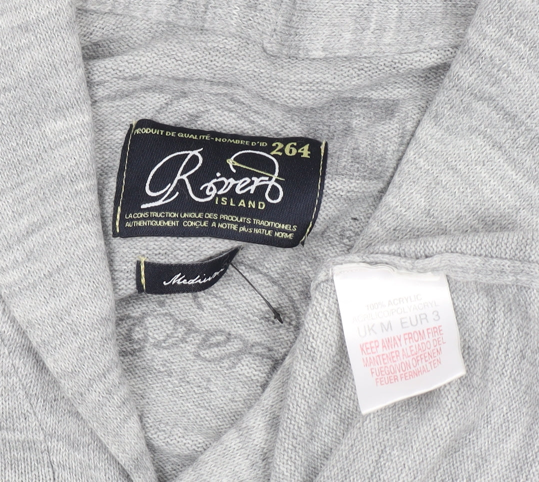 Mens UK Size M Roberto Island Grey Cardigan Jumper