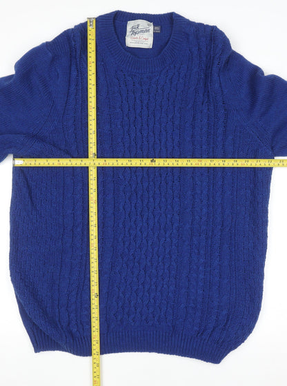 Topman Men’s Blue Cable-Knit Crew Neck Jumper Size XL