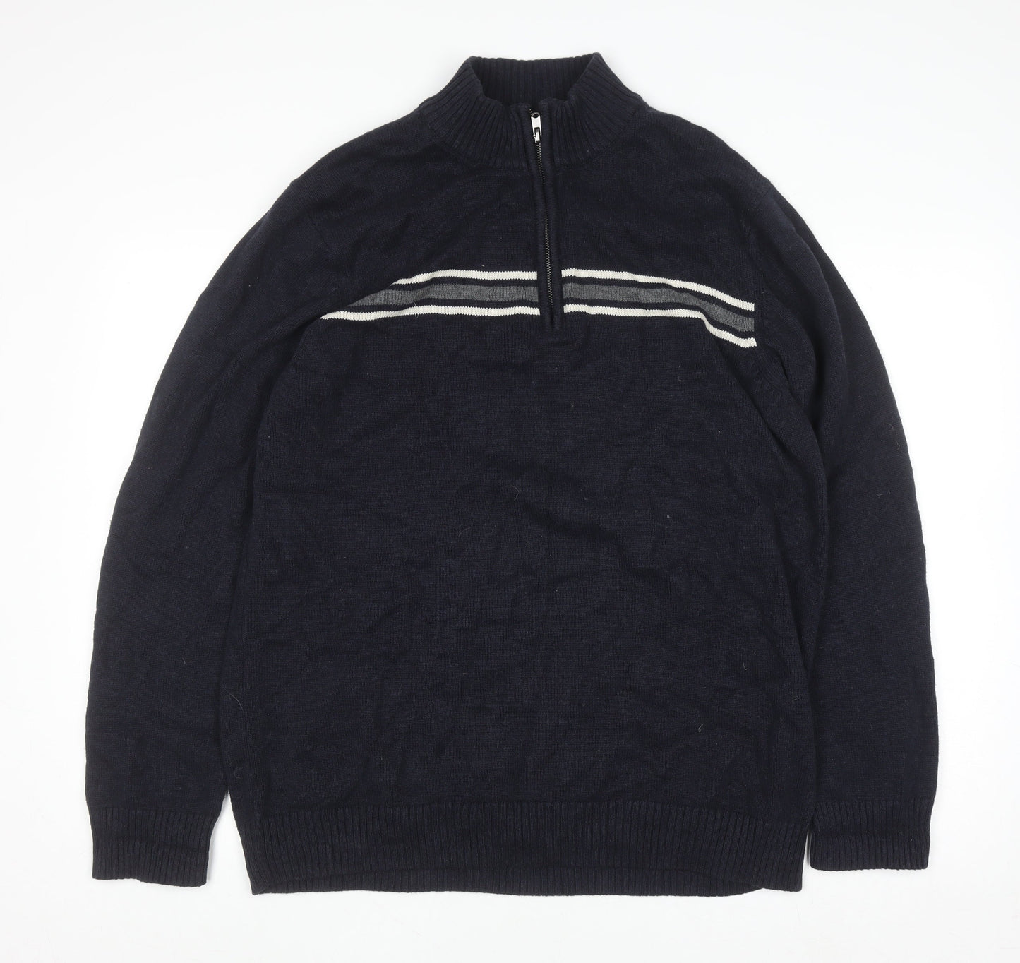 Mens UK Size L G.H. Bass & Co. Blue 1/2 Zip Jumper