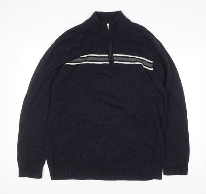 Mens UK Size L G.H. Bass & Co. Blue 1/2 Zip Jumper