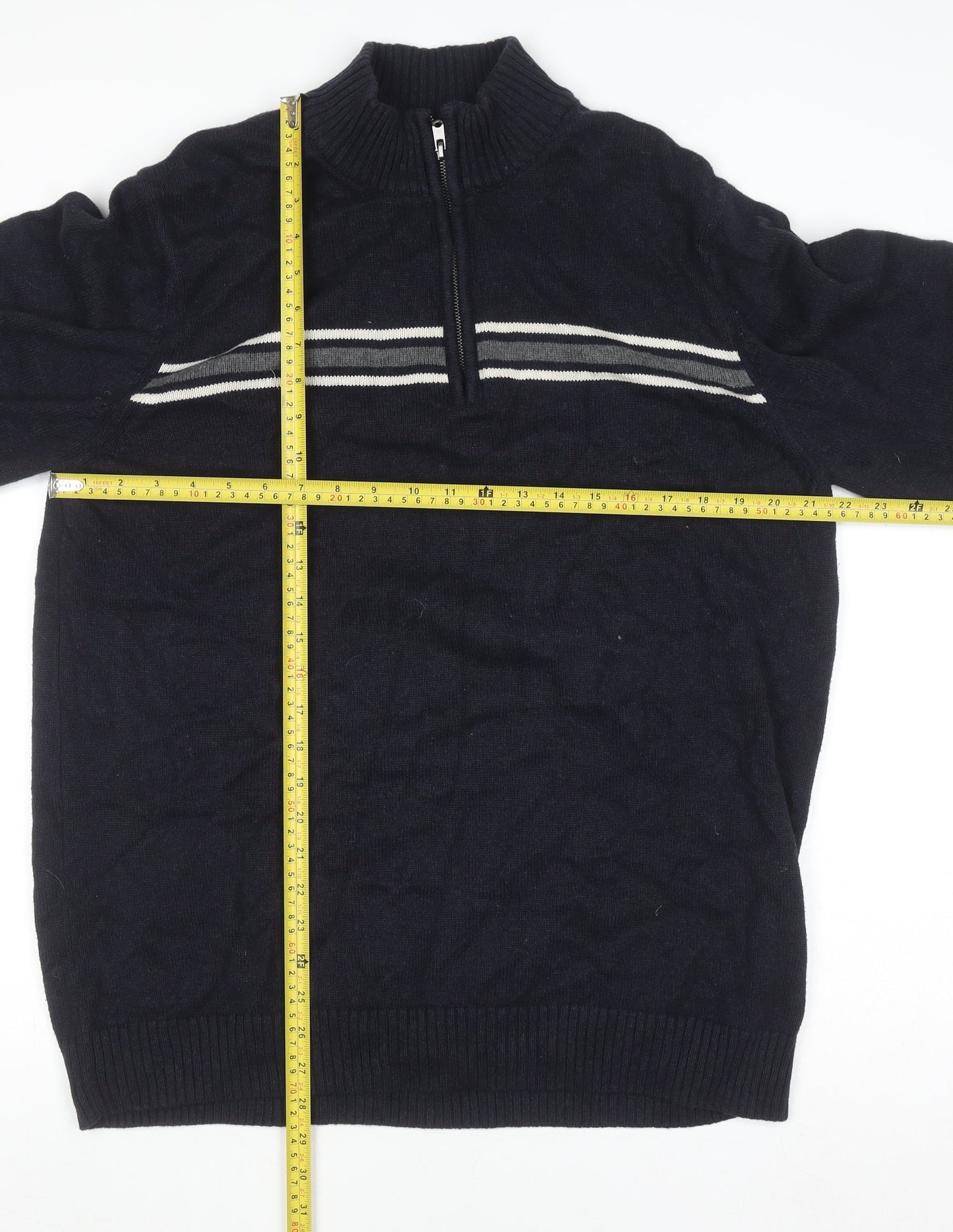 Mens UK Size L G.H. Bass & Co. Blue 1/2 Zip Jumper