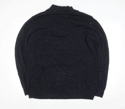 Mens UK Size L G.H. Bass & Co. Blue 1/2 Zip Jumper