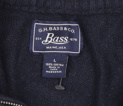 Mens UK Size L G.H. Bass & Co. Blue 1/2 Zip Jumper
