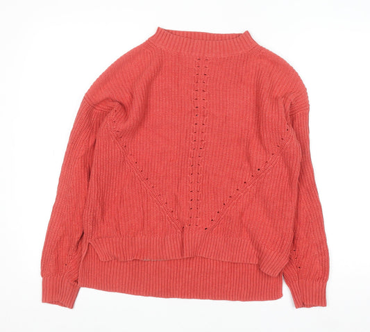 Fat Face Women’s Pink Cotton Mock Neck Knit Jumper Size 12