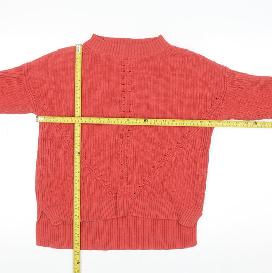 Fat Face Women’s Pink Cotton Mock Neck Knit Jumper Size 12