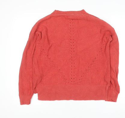 Fat Face Women’s Pink Cotton Mock Neck Knit Jumper Size 12