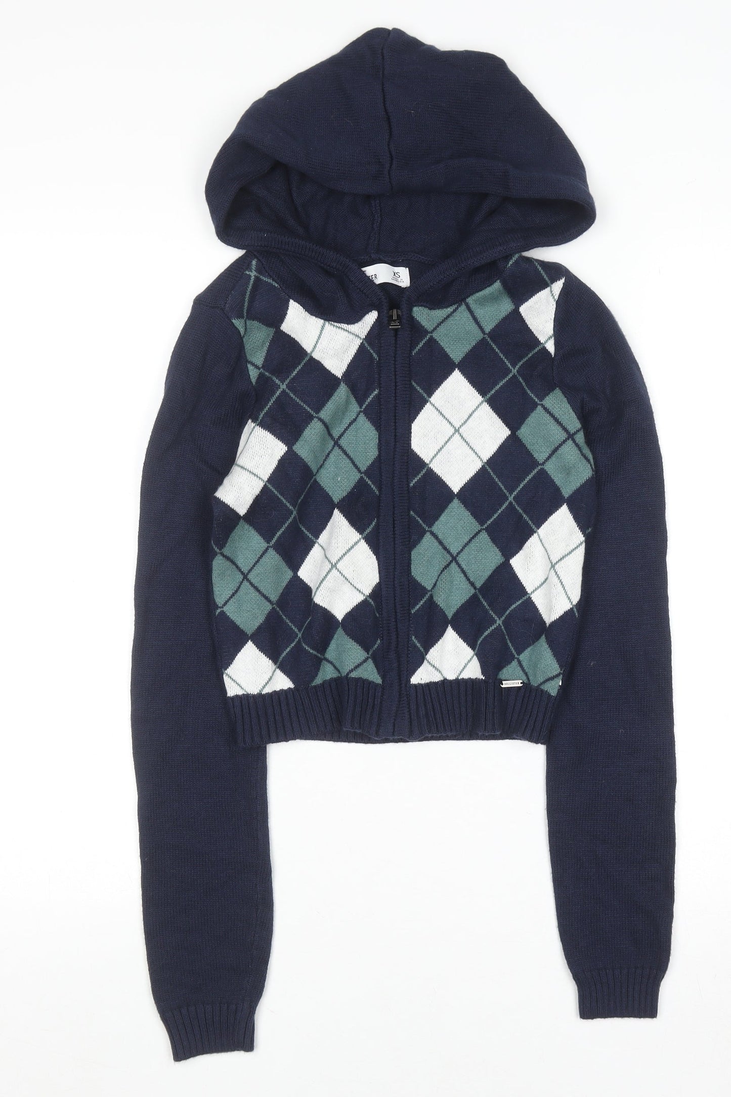 Womens UK Size XS Hollister Blue Full Zip Hoodie