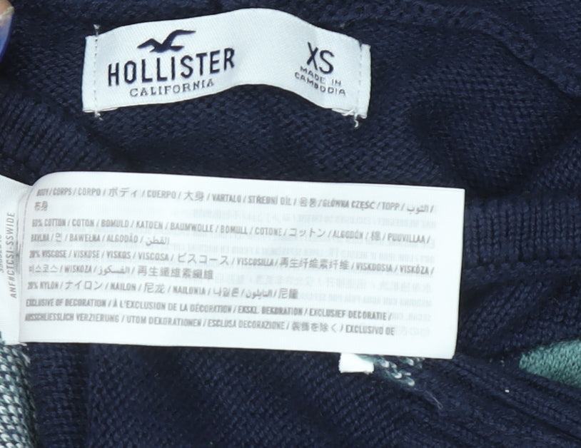 Womens UK Size XS Hollister Blue Full Zip Hoodie