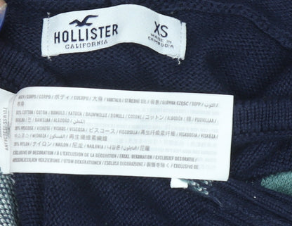 Womens UK Size XS Hollister Blue Full Zip Hoodie