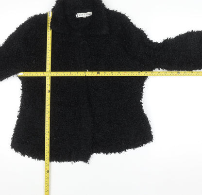 Factotum Women's Black Collared Fleece Cardigan Jumper One Size