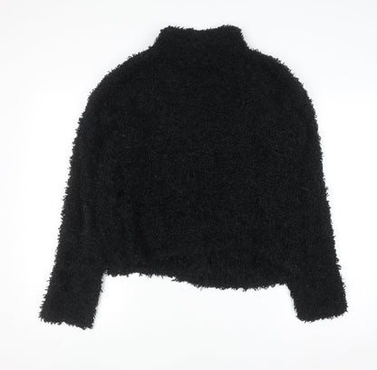 Factotum Women's Black Collared Fleece Cardigan Jumper One Size