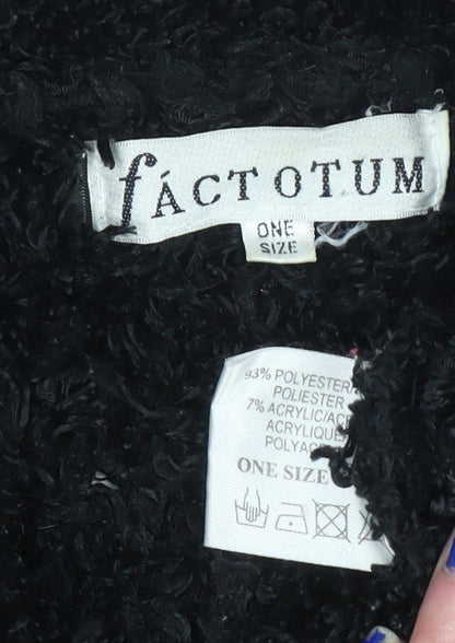 Factotum Women's Black Collared Fleece Cardigan Jumper One Size