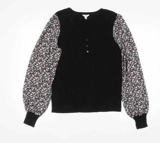Womens UK Size 14 M&Co Black Tunic Blouse